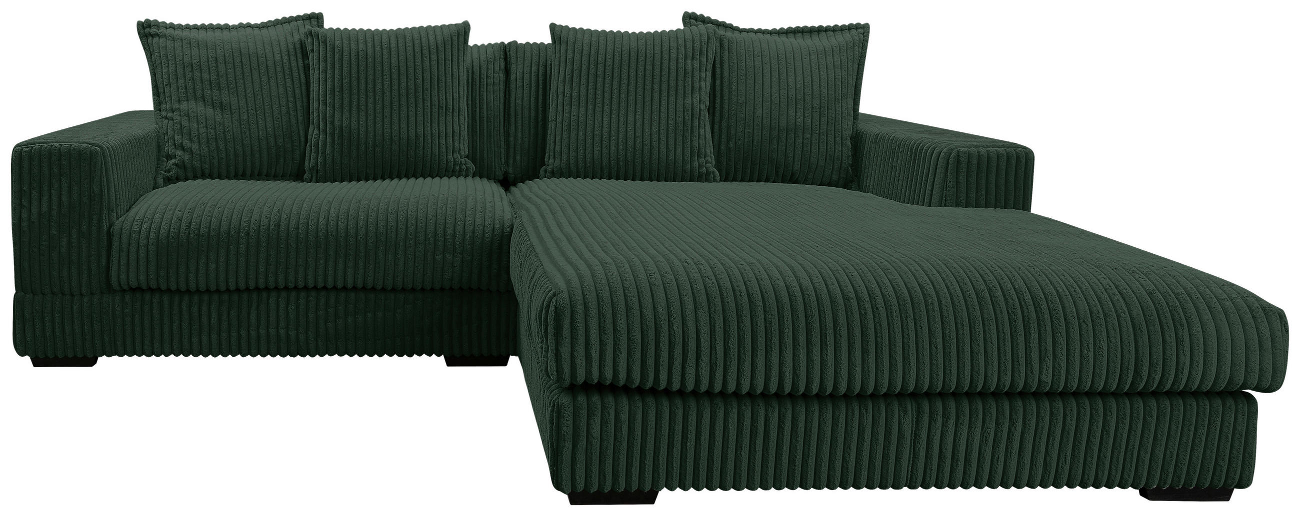 ECKSOFA Dunkelgrün Cord  - Dunkelgrün/Schwarz, Design, Kunststoff/Textil (285/195cm) - MID.YOU