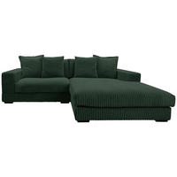 ECKSOFA Dunkelgrün Cord  - Dunkelgrün/Schwarz, Design, Kunststoff/Textil (285/195cm) - MID.YOU