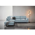ECKSOFA Hellblau Chenille Rückenkissen, Bettkasten, Schlaffunktion, Rücken echt, Liegefläche im Originalstoff  - Schwarz/Hellblau, KONVENTIONELL, Textil/Metall (257/275cm) - Carryhome