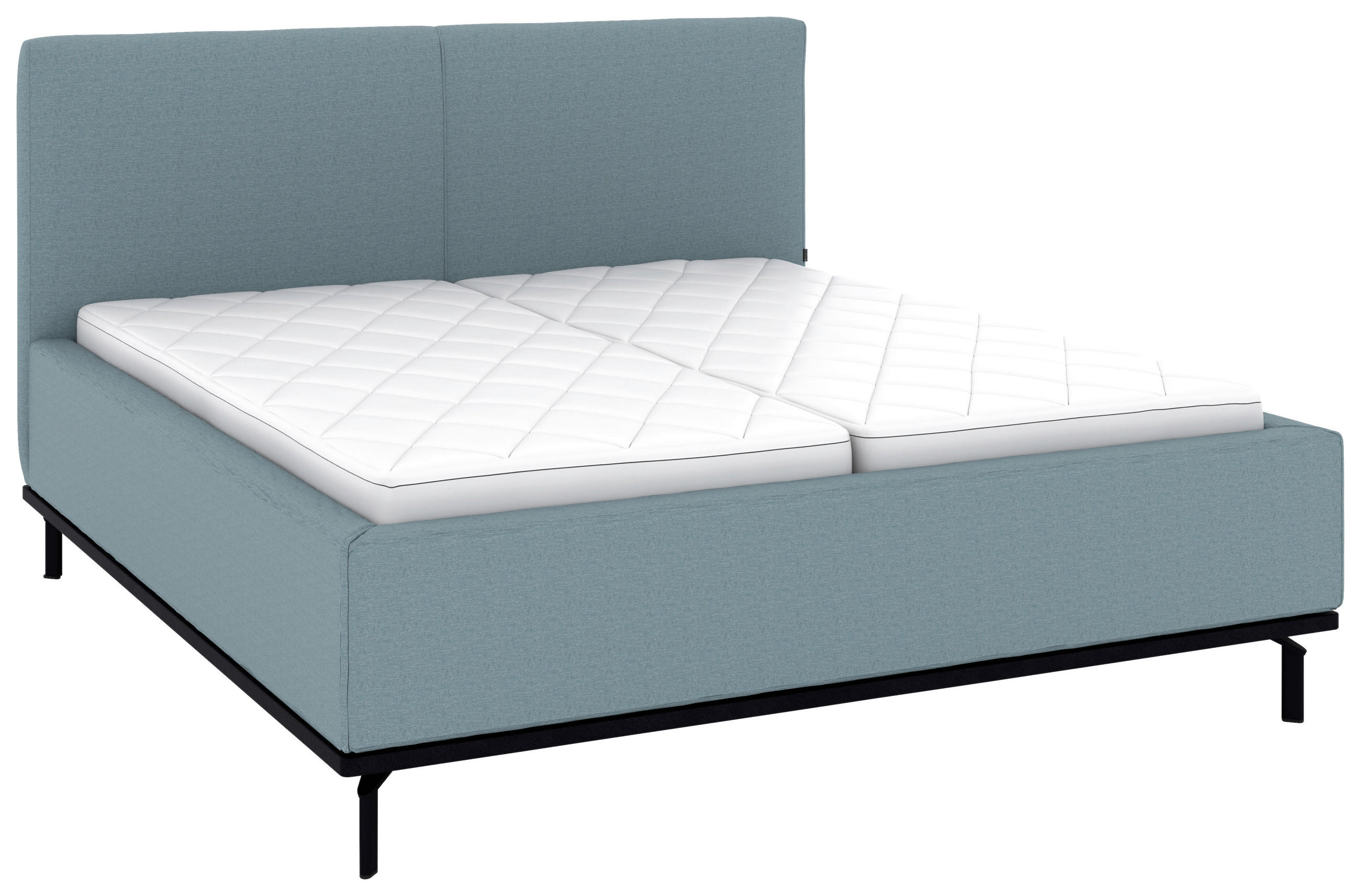 POLSTERBETT 180/200 cm,  in Blau, Matratze, Lattenrost, Bettkasten, H3 + H3 = fest  - Blau/Graphitfarben, Design, Holz/Textil (180/200cm) - Musterring