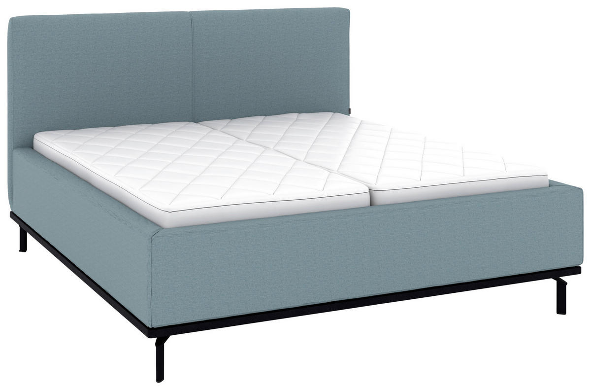 POLSTERBETT 180/200 cm,  in Blau, Matratze, Lattenrost, Bettkasten, H3 + H3 = fest  - Blau/Graphitfarben, Design, Holz/Textil (180/200cm) - Musterring
