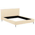 POLSTERBETT 140/200 cm,  in Beige, gepolstertes Kopfteil,  - Beige/Schwarzchrom, KONVENTIONELL, Leder/Metall (140/200cm) - Esposa