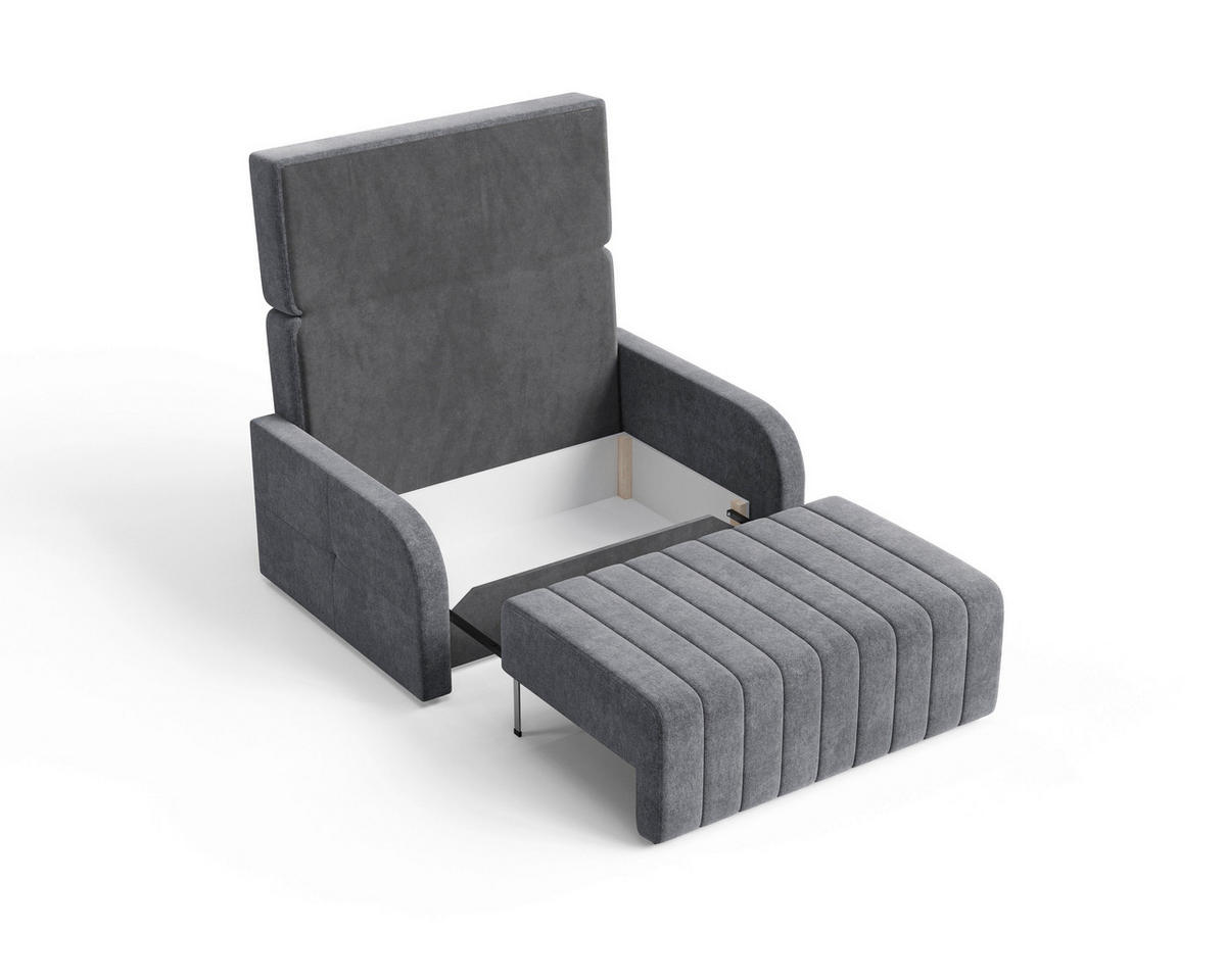 SCHLAFSOFA ALASKA 120 Anthrazit  inkl. Schlaffunktion, Stauraum  - Anthrazit/Schwarz, Design, Kunststoff/Textil (141/90/104cm) - MID.YOU
