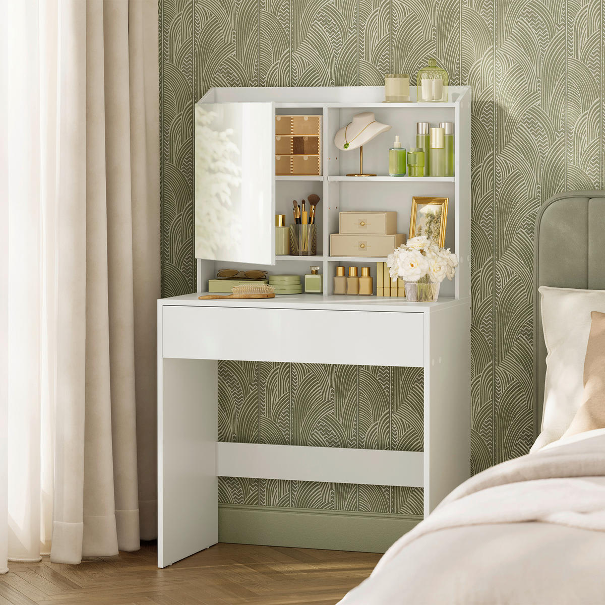 TOALETNÝ STOLÍK, biela, 70/40/136 cm - biela, Basics, kompozitné drevo (70/40/136cm) - Boxxx