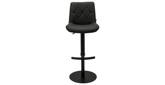 BARHOCKER Mikrofaser Schwarz Eisen Sitzfläche 360° drehbar, automatische Rückholfunktion - Schwarz, Design, Textil/Metall (44/97-114,5/54,5cm) - Novel
