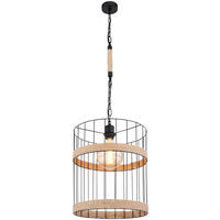 VISEČA SVETILKA        35/145 cm      E27 - črna/rjava, Natur, kovina/naravni materiali (35/145cm) - Globo