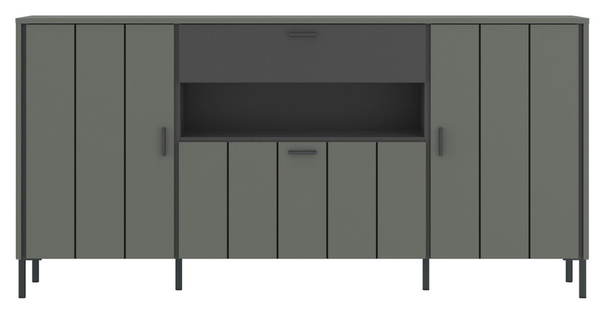 SIDEBOARD SHIRLEY  in 173,2/84,8/40 cm  - Schwarz/Grau, Design, Holzwerkstoff/Kunststoff (173,2/84,8/40cm) - Carryhome