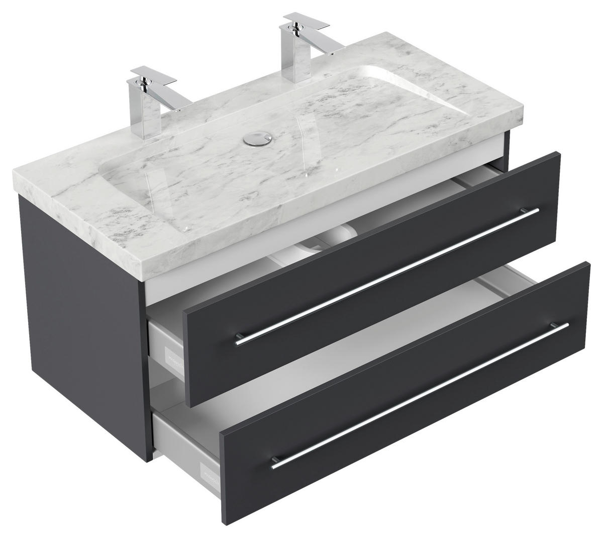 WASCHTISCHKOMBI 100 cm  - Graphitfarben, Basics, Holzwerkstoff/Stein (100cm) - MID.YOU