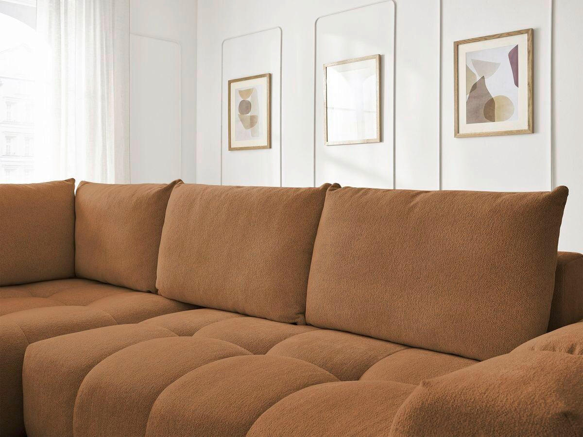 ECKSCHLAFSOFA EVEREST  mit Rücken echt, Armteil links, Armteil rechts Flachgewebe Orange  - Schwarz/Orange, MODERN, Kunststoff/Textil (320/212cm)