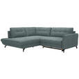 ECKSOFA in Flachgewebe, Leinenoptik Blau  - Blau/Schwarz, Design, Textil/Metall (208/247cm) - Xora