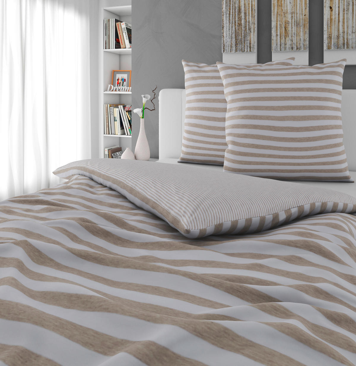 WENDEBETTWÄSCHE Jersey 200/200 cm  - Beige, KONVENTIONELL, Textil (200/200cm) - Bio:Vio