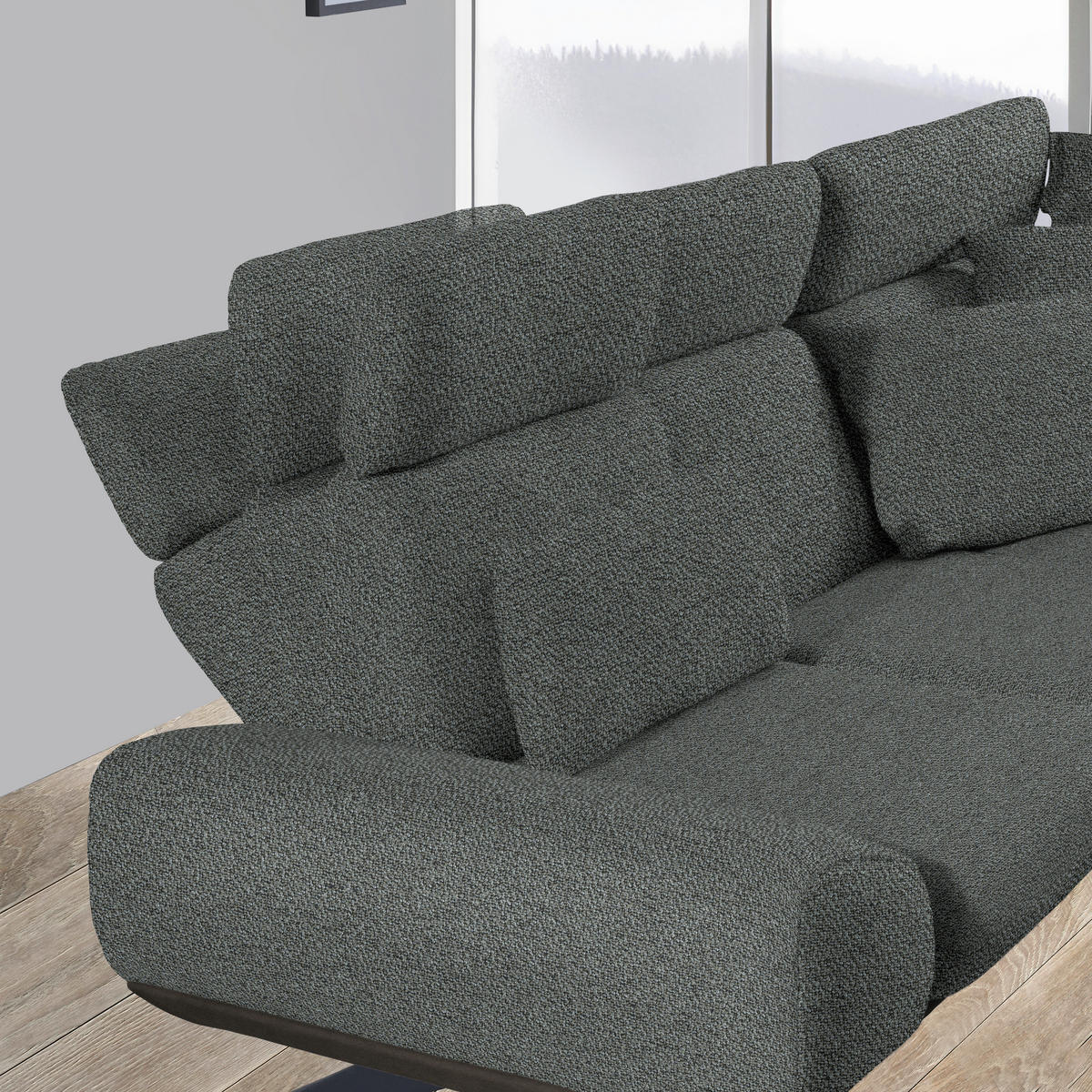 ECKSOFA in Flachgewebe Dunkelgrau  - Dunkelgrau/Schwarz, Design, Textil/Metall (270/239cm) - Koinor