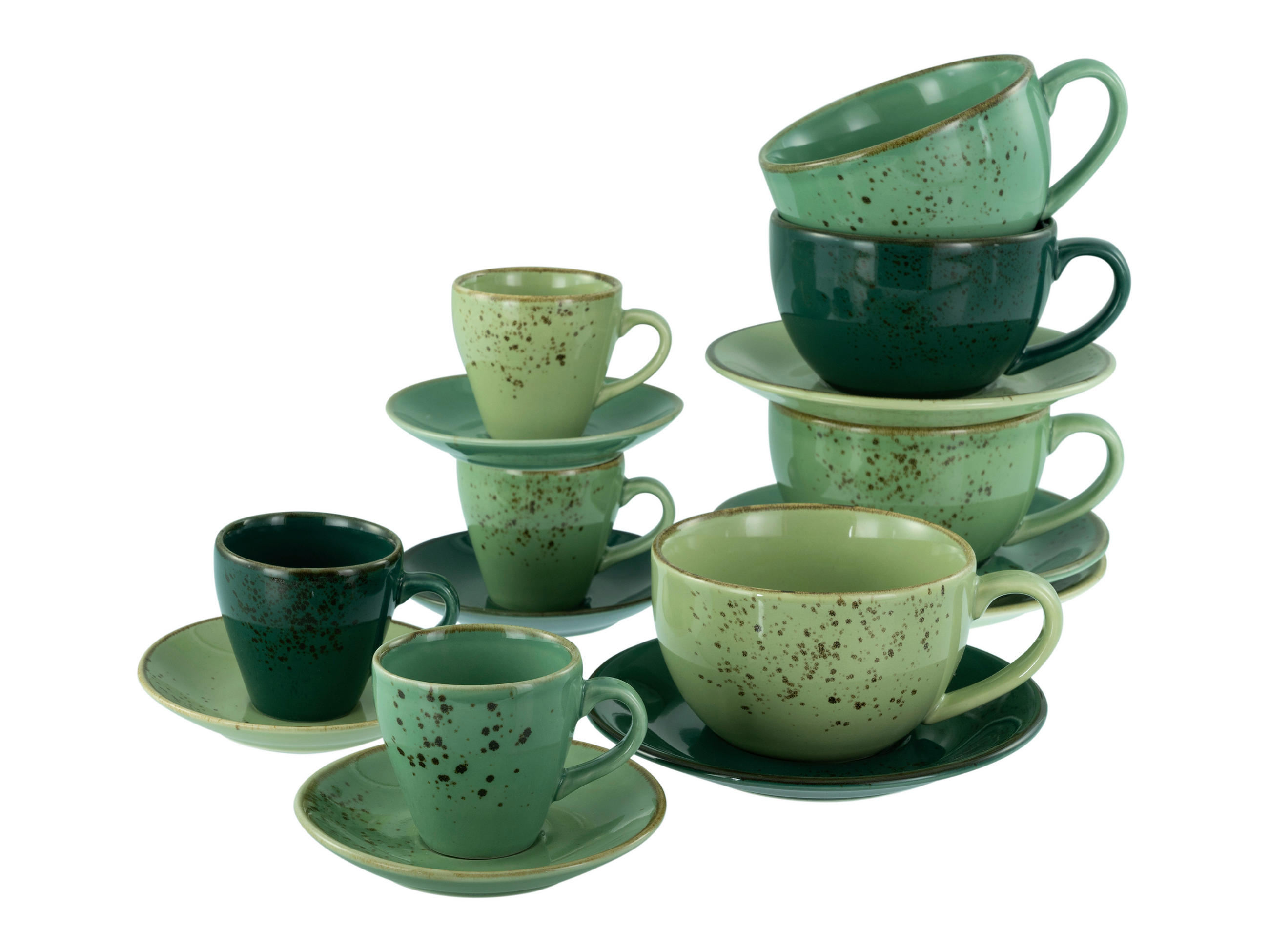 TASSENSET Nature Collection Green Life 16-teilig  - Waldgrün/Salbeigrün, Basics, Keramik - Creatable