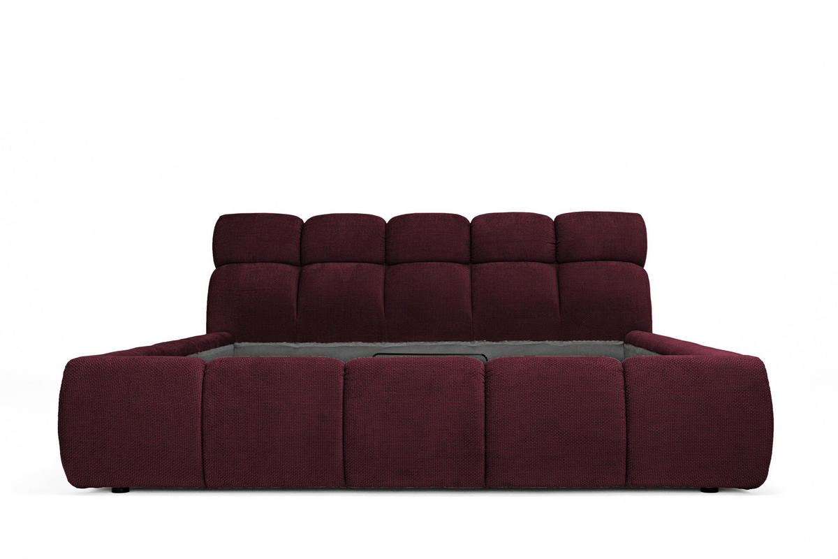 POLSTERBETT Lattenrost, Bettkasten 180/200 cm  in Bordeaux  - Bordeaux/Schwarz, Design, Holz/Kunststoff (180/200cm) - Esposa
