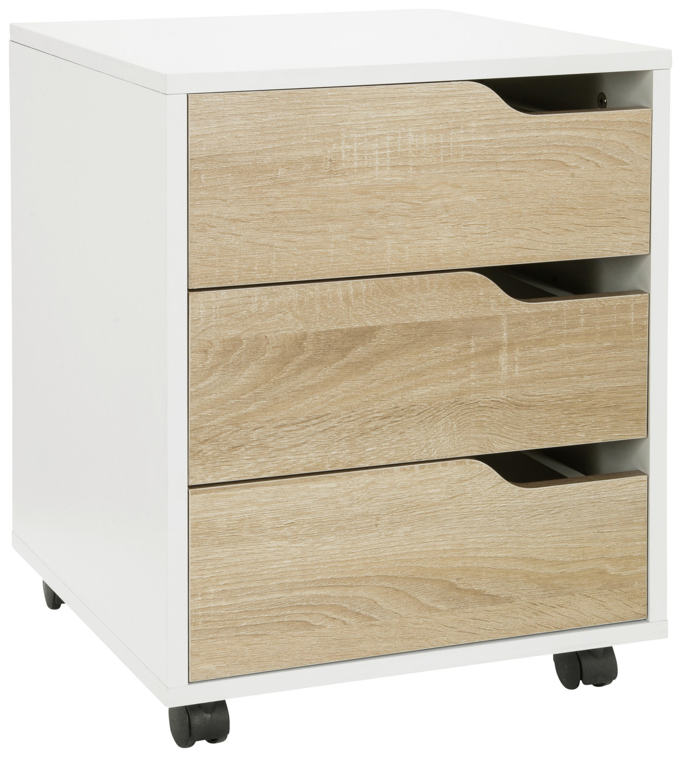 ROLLCONTAINER Weiß, Eichefarben  - Eichefarben/Weiß, MODERN, Holzwerkstoff/Kunststoff (40/54/40cm) - MID.YOU