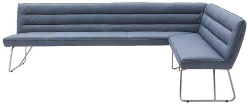 ECKBANK 284/184 cm Echtleder Blaugrau Metall   - Edelstahlfarben/Blaugrau, Design, Leder/Metall (284/184cm) - Dieter Knoll
