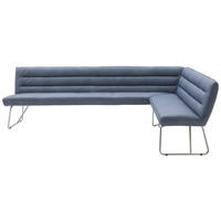 ECKBANK 284/184 cm Echtleder Blaugrau Metall   - Edelstahlfarben/Blaugrau, Design, Leder/Metall (284/184cm) - Dieter Knoll