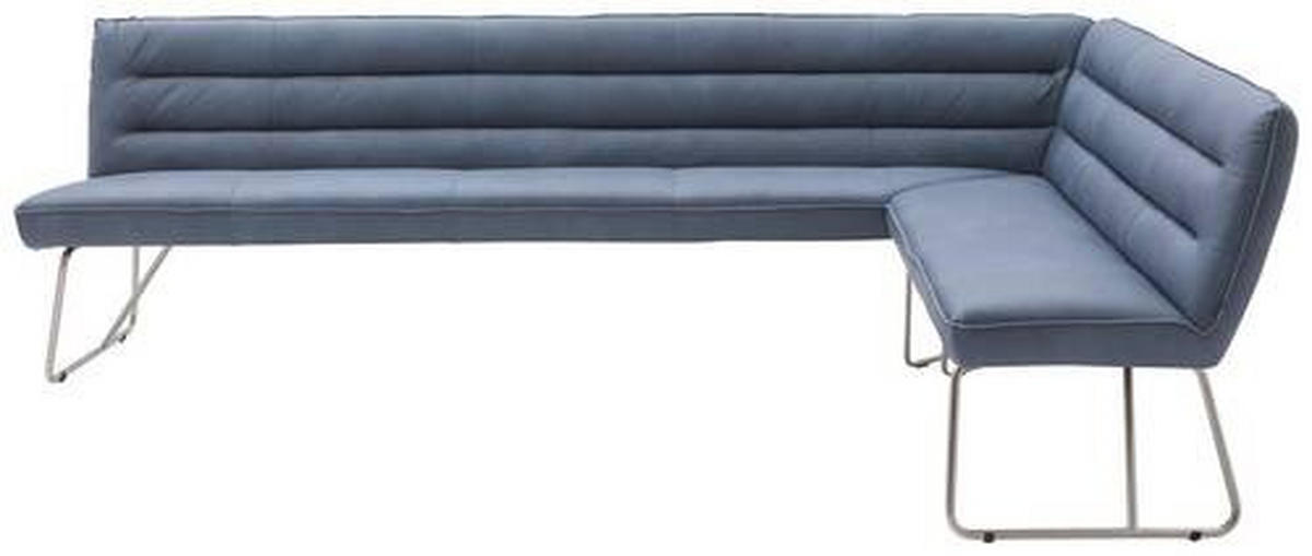 ECKBANK in Metall, Leder Blaugrau  - Edelstahlfarben/Blaugrau, Design, Leder/Metall (284/184cm) - Dieter Knoll