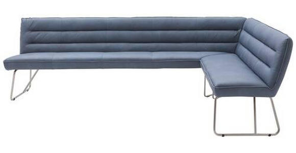 ECKBANK 284/184 cm Echtleder Blaugrau Metall   - Edelstahlfarben/Blaugrau, Design, Leder/Metall (284/184cm) - Dieter Knoll