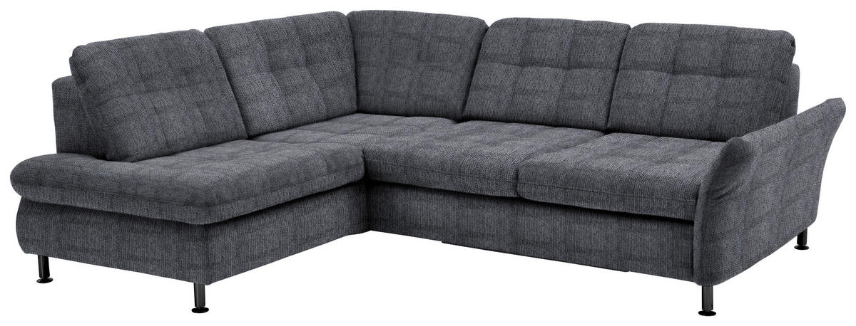 ECKSOFA in Webstoff Anthrazit  - Anthrazit/Schwarz, Konventionell, Textil/Metall (210/242cm) - Beldomo Style