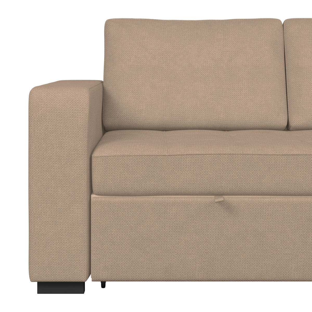 ECKSOFA TURIN Beige Mikrofaser, Struktur Rückenkissen, Bettkasten  - Beige/Schwarz, Trend, Textil/Metall (239/160cm) - MID.YOU