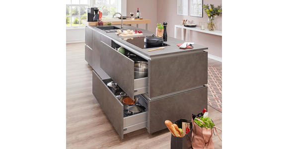EINBAUKÜCHE - Anthrazit/Hellgrau, Design, Holzwerkstoff - Dieter Knoll
