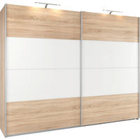 SCHWEBETÜRENSCHRANK  in Weiß, Sonoma Eiche  - Alufarben/Weiß, KONVENTIONELL, Glas/Holzwerkstoff (226/229/62cm) - Xora