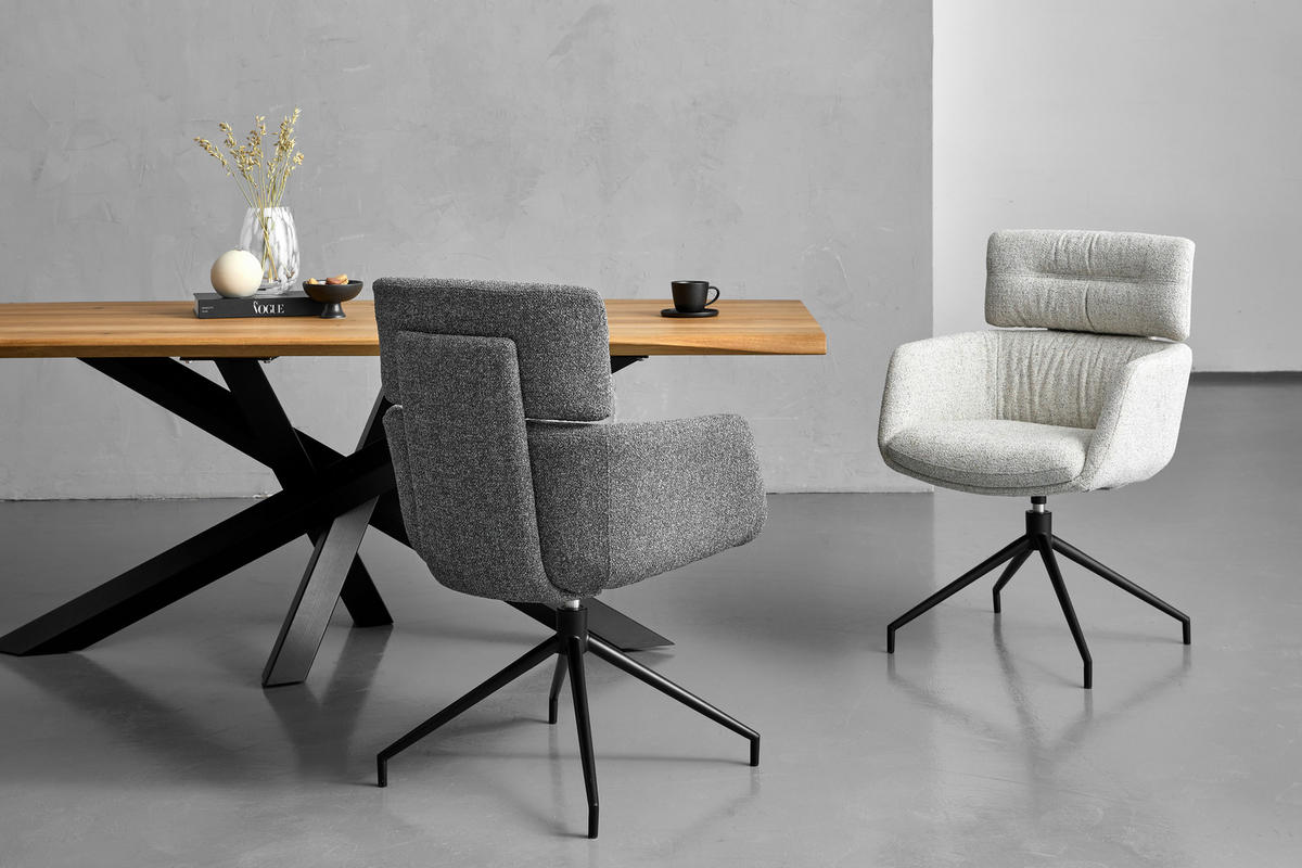 ARMLEHNSTUHL  in Eisen Webstoff  - Beige/Schwarz, Design, Textil/Metall (62/92/66cm) - Dieter Knoll