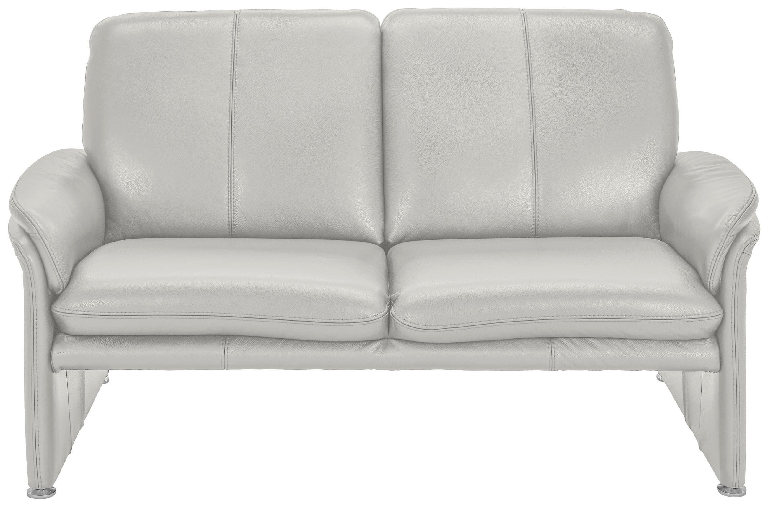 2,5-SITZER Hellgrau Echtleder  - Chromfarben/Hellgrau, KONVENTIONELL, Leder/Metall (186/90/86cm) - Celina Home