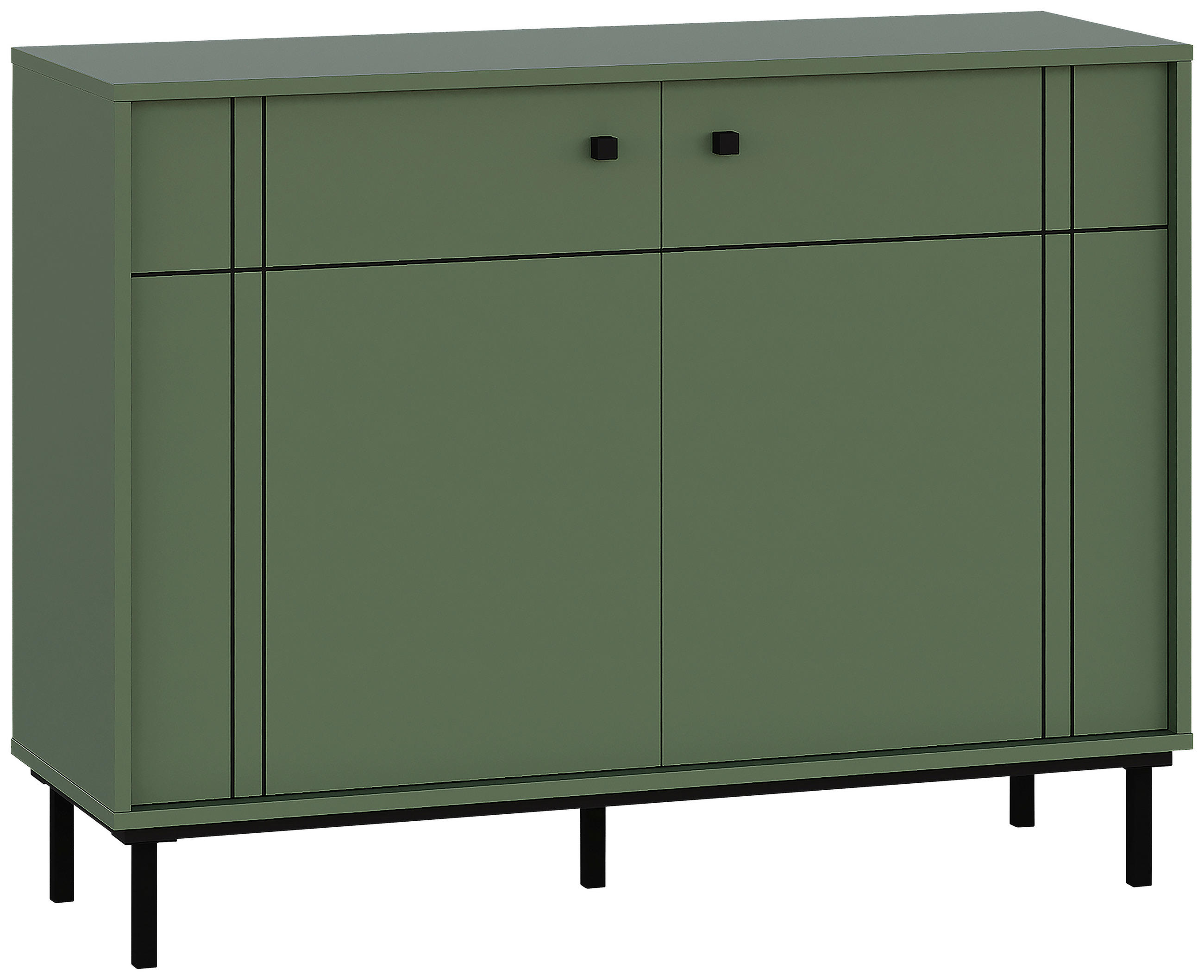 KOMMODE  in 81,8/106/37 cm  - Schwarz/Grün, MODERN, Holzwerkstoff/Kunststoff (81,8/106/37cm) - Carryhome