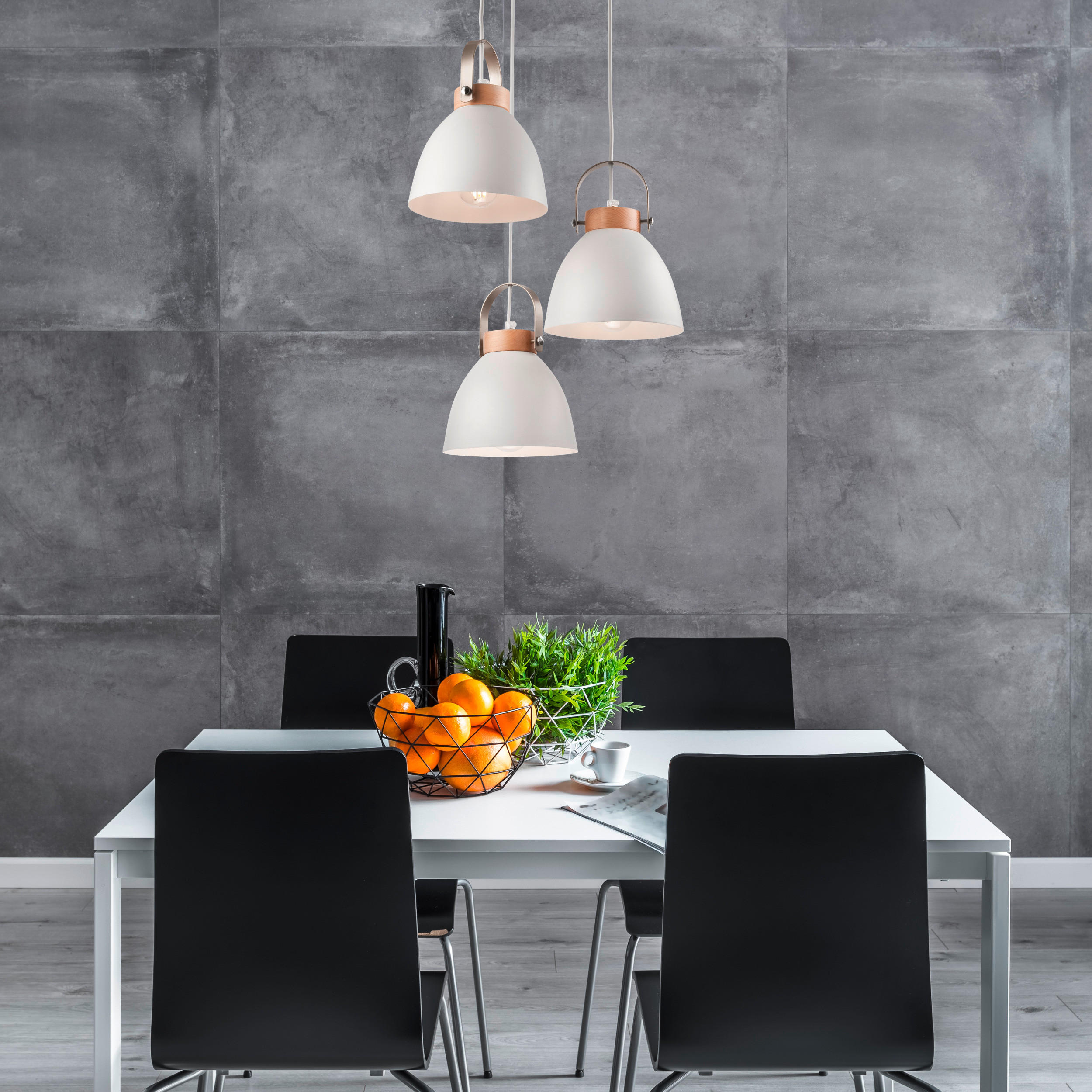 Thumbnail - Pendelleuchte Danielle, Weiß Hochglanz, Holz, Metall, Buche, Hartholz, 37x12x79 cm, Made in Europe, Europäischer Sicherh...