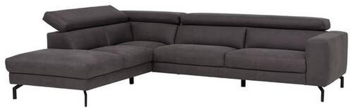 ECKSOFA in Mikrofaser Dunkelgrau  - Dunkelgrau/Schwarz, Modern, Textil/Metall (233/305cm) - Trendmanufaktur