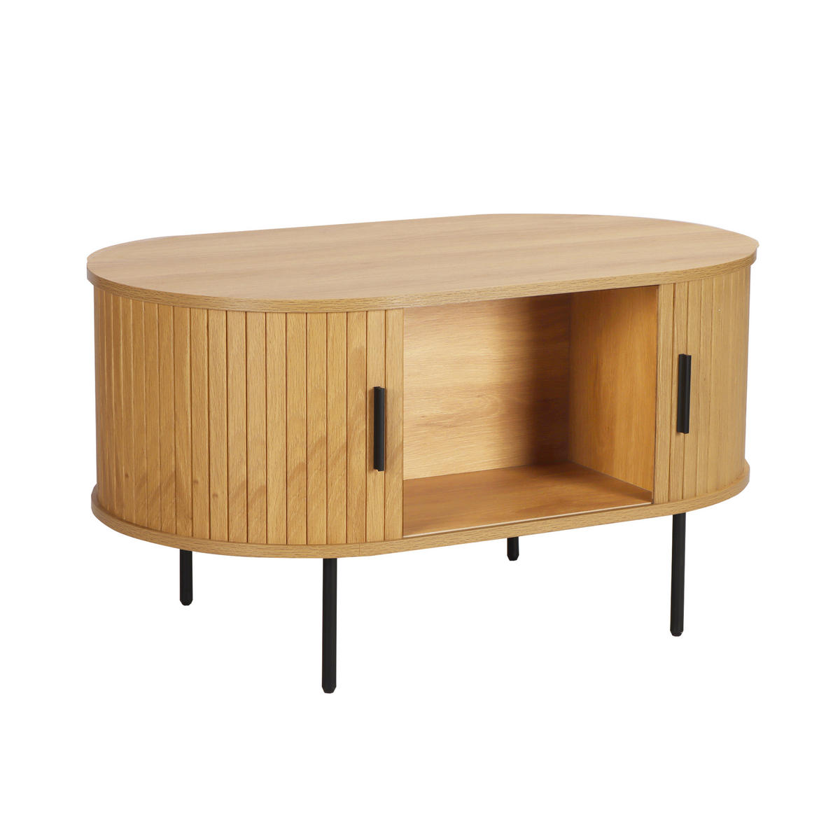 COUCHTISCH - Eichefarben/Schwarz, Design, Holzwerkstoff/Metall (100/60/55cm) - Livetastic