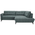 ECKSOFA  in Flachgewebe, Leinenoptik Blau  247/208 cm  - Blau/Schwarz, MODERN, Textil/Metall (247/208cm) - Xora