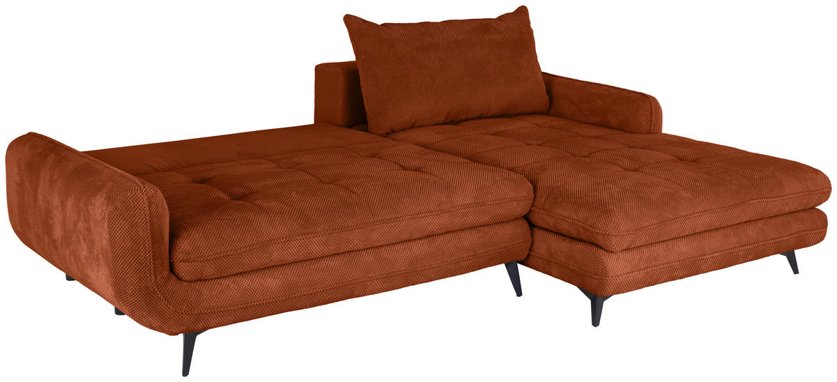 ECKSOFA WAVE Orange Struktur  - Beige/Schwarz, MODERN, Textil/Metall (266/189cm) - MID.YOU