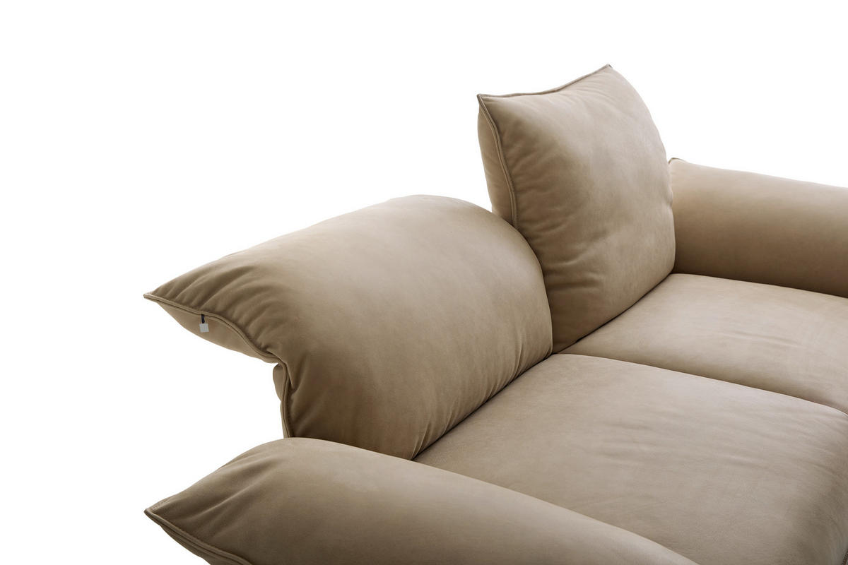 2,5-SITZER Beige Echtleder  - Beige/Schwarz, Design, Leder/Kunststoff (190/74-99/87-117cm) - Koinor