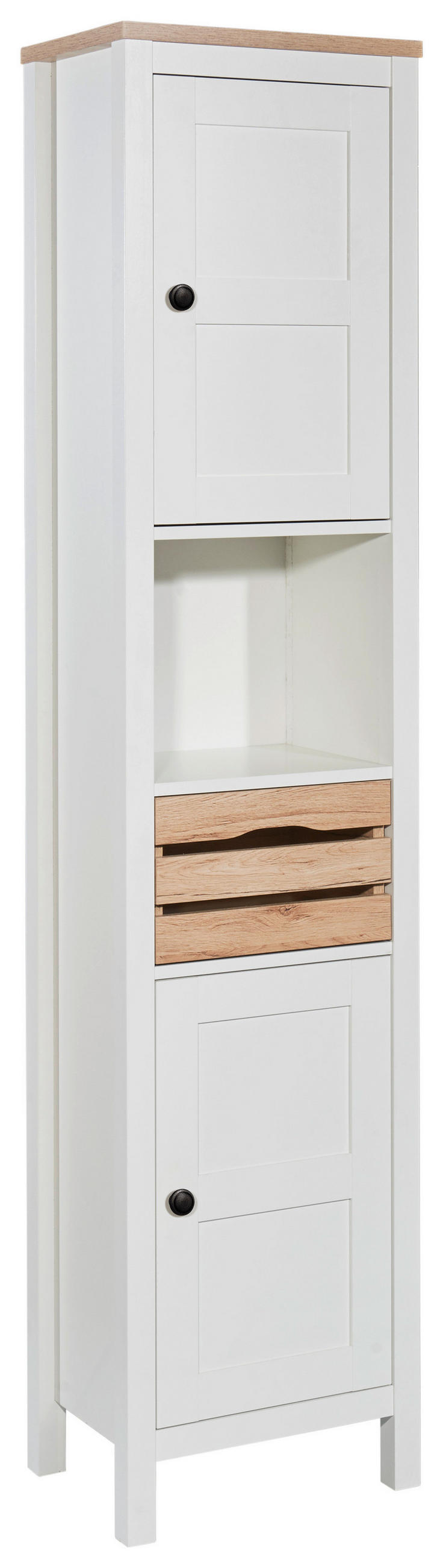 DULAP ÎNALT 44/195/33 cm  - alb/stejar San Remo, Romantik / Landhaus, plastic/material pe bază de lemn (44/195/33cm) - Xora