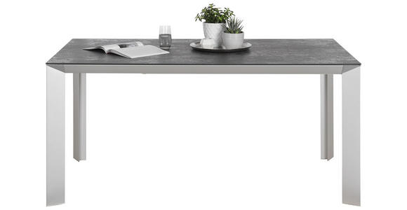 ESSTISCH rechteckig Schwarz, Silberfarben - Silberfarben/Alufarben, Design, Keramik/Metall (160(220)/90/76cm) - Novel