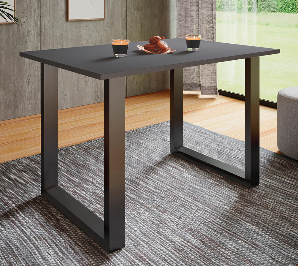 ESSTISCH rechteckig Anthrazit, Schwarz  - Anthrazit/Schwarz, Basics, Holzwerkstoff/Metall (140/80/76cm) - MID.YOU