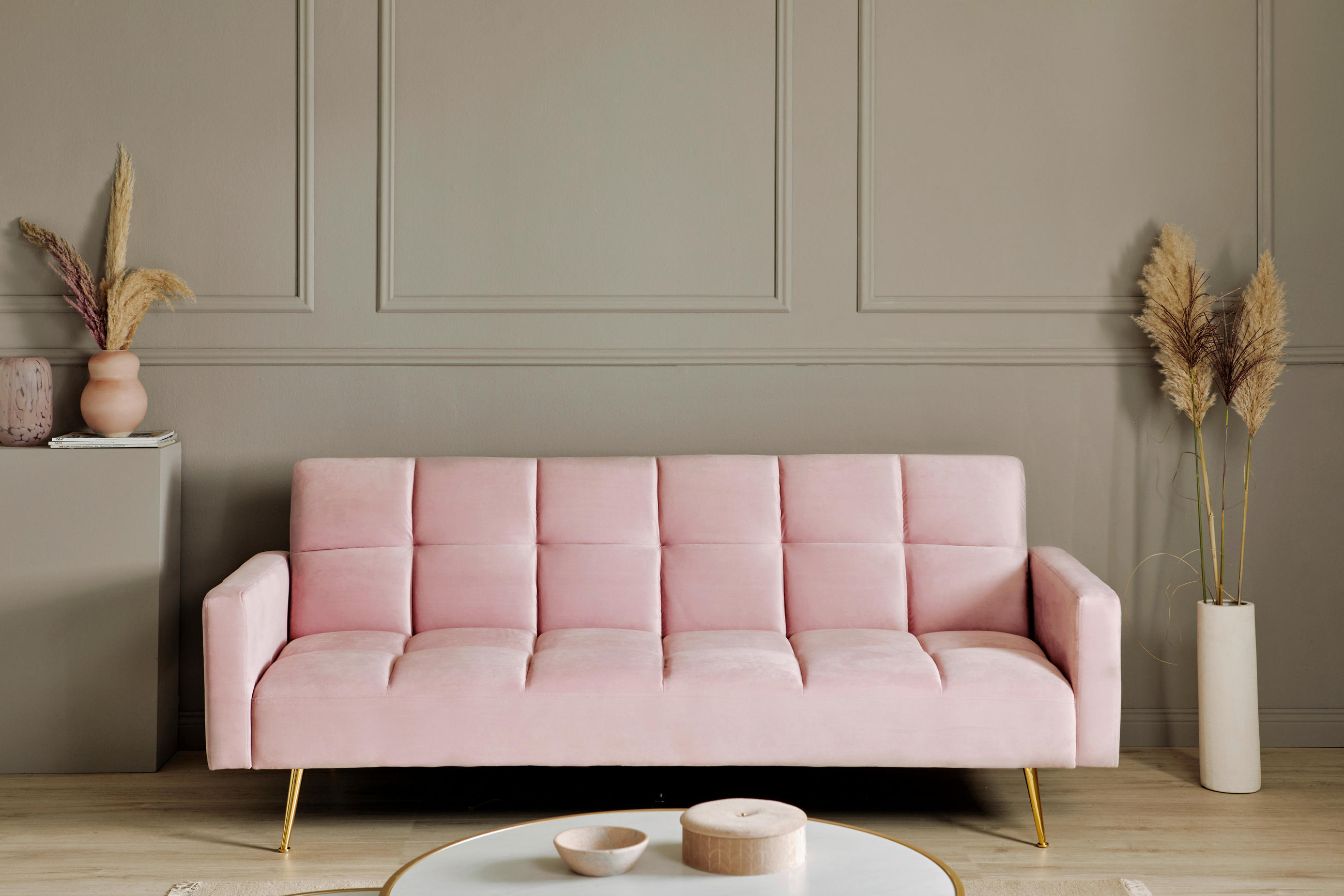 SCHLAFSOFA Rosa  - Goldfarben/Rosa, MODERN, Holz/Textil (213/84/84cm) - Livetastic