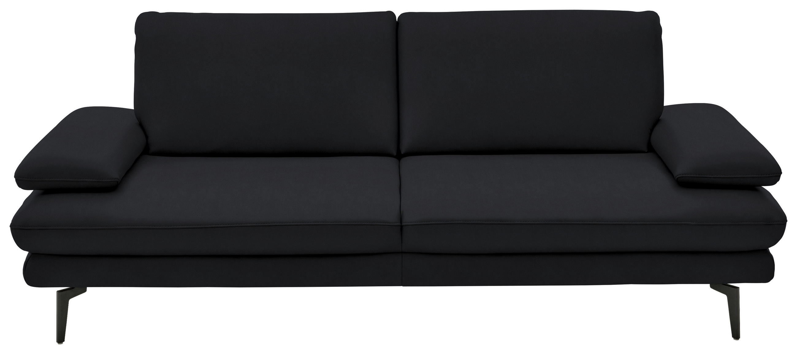 3-SITZER-SOFA in Echtleder Anthrazit  - Anthrazit/Schwarz, Design, Leder/Metall (222/86/104cm) - Dieter Knoll