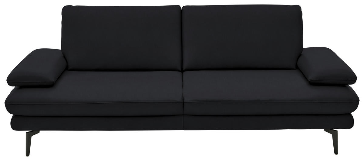 3-SITZER-SOFA in Echtleder Anthrazit  - Anthrazit/Schwarz, Design, Leder/Metall (222/86/104cm) - Dieter Knoll