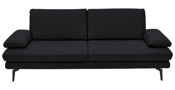 3-SITZER-SOFA in Leder Anthrazit - Anthrazit/Schwarz, Design, Leder/Metall (222/86/104cm) - Dieter Knoll