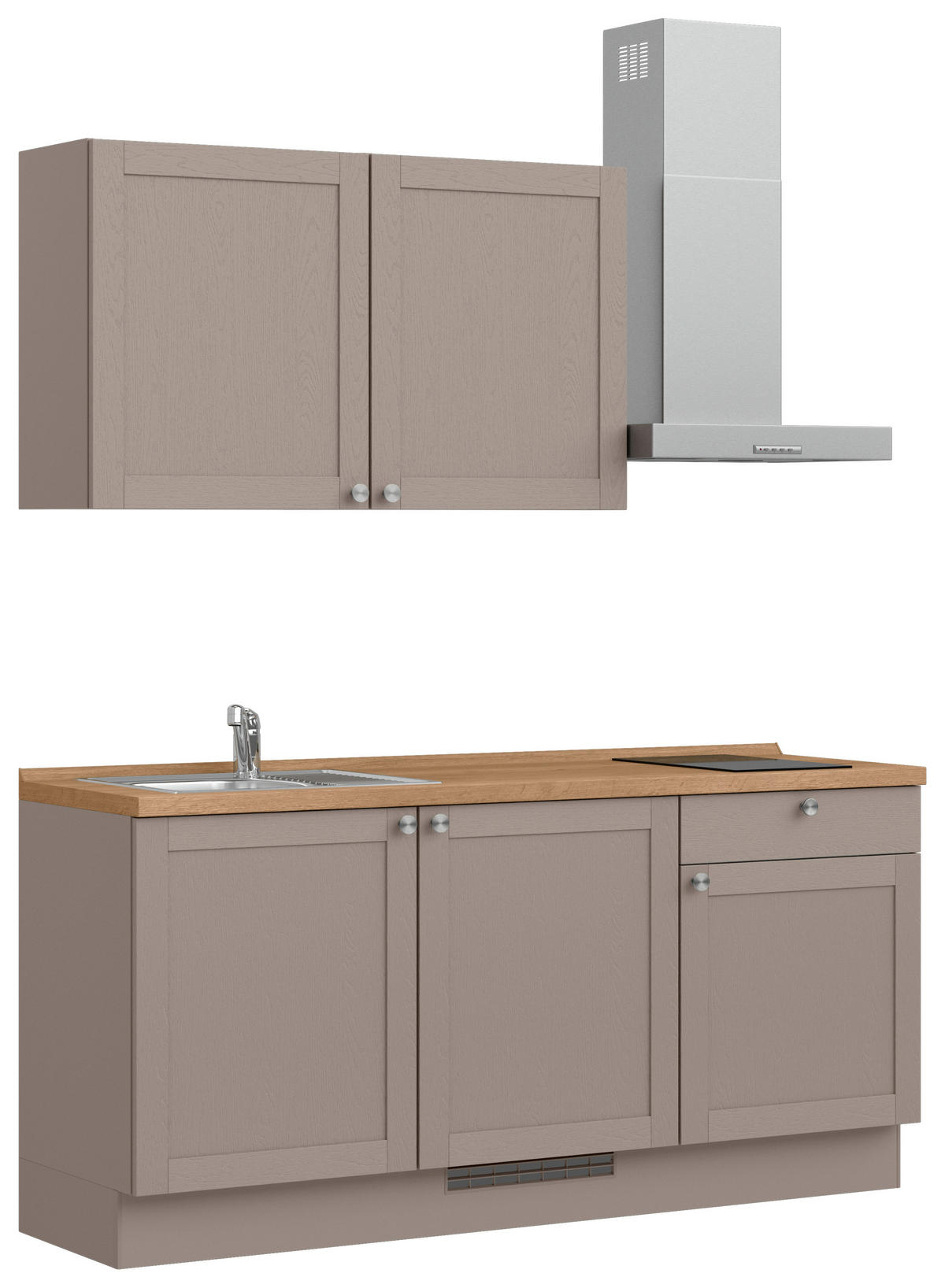 KÜCHENLEERBLOCK Frame 180 cm  in Eichefarben, Beigebraun  - Edelstahlfarben/Eichefarben, MODERN, Holzwerkstoff/Metall (180cm) - Nobilia