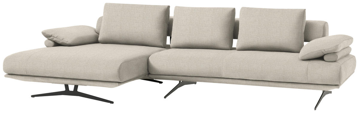 ECKSOFA in Chenille Creme  - Creme/Schwarz, Design, Textil/Metall (168/334cm) - Dieter Knoll