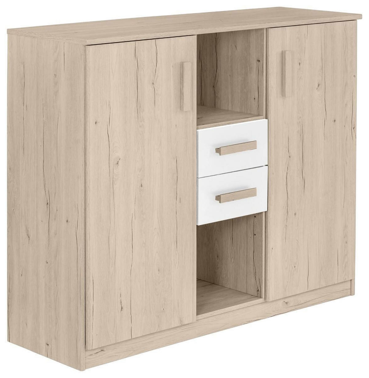 KOMMODE 124/105/41 cm  in Eichefarben, Weiß  - Eichefarben/Weiß, Design, Holzwerkstoff/Kunststoff (124/105/41cm) - MID.YOU