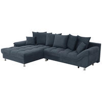 ECKSOFA in Flachgewebe, Mikrofaser Blau  - Blau/Chromfarben, Design, Kunststoff/Textil (198/312cm) - Livetastic