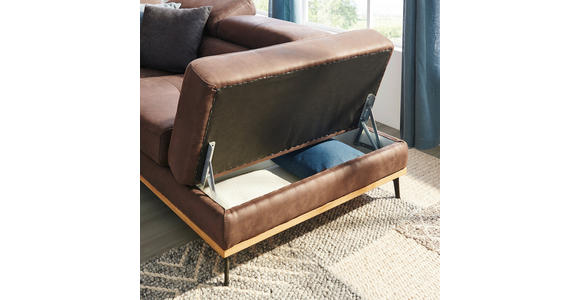 ECKSOFA inkl.Funktionen Dunkelbraun Lederlook - Dunkelbraun/Schwarz, Natur, Holz/Textil (282/226cm) - Novel