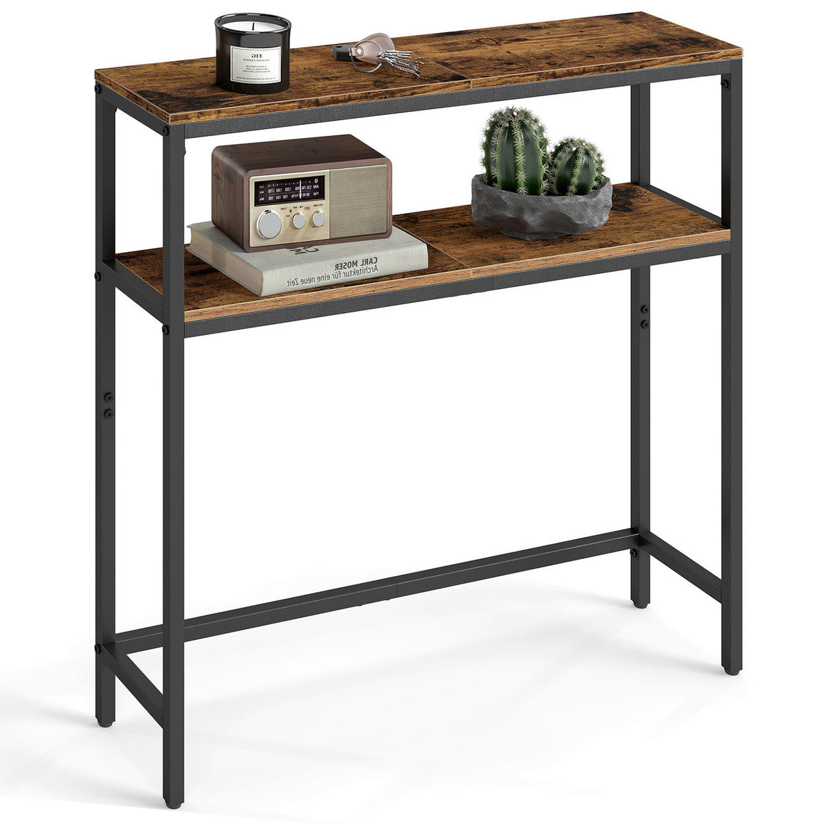 KONSOLENTISCH Schwarz, Dunkelbraun  - Dunkelbraun/Schwarz, Trend, Holzwerkstoff/Metall (80/20/80cm) - Boxxx