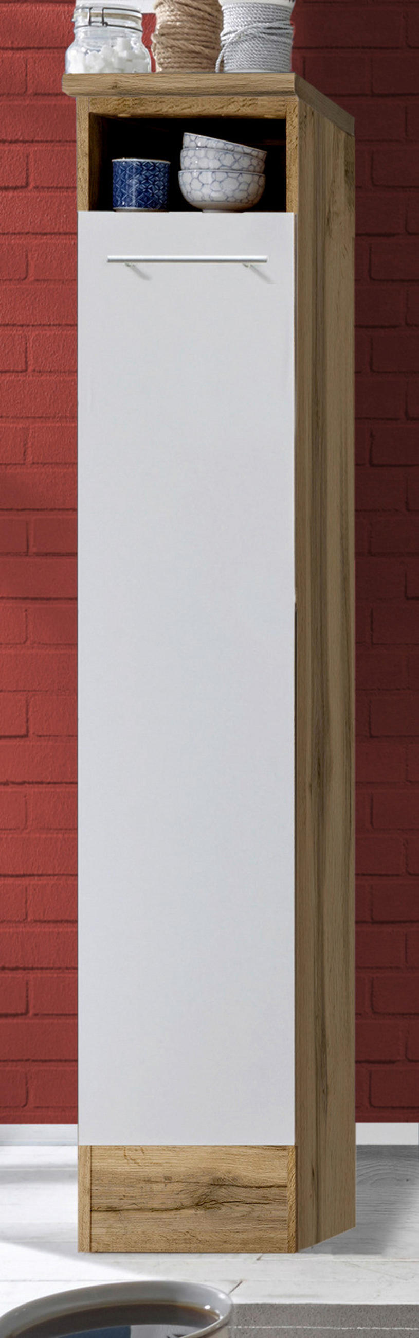 KÜCHENLEERBLOCK 310/205/60 cm   in Weiß, Wildeiche  - Wildeiche/Silberfarben, Basics, Holzwerkstoff/Metall (310/205/60cm) - Respekta